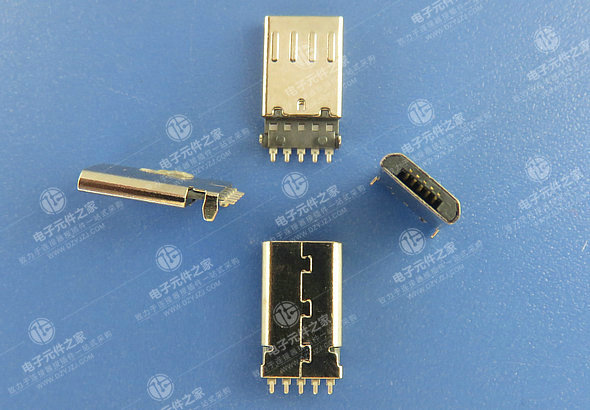 MICRO USB 5P 公頭 SMT 沉板0.9 帶柱